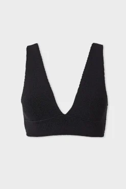 ETAM Triángulos|Top bikini triángulo en material elástico NEGRO