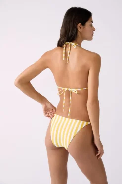 ETAM Triángulos|Top bikini triángulo sin aros a rayas AMARILLO SOL