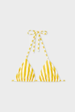 ETAM Triángulos|Top bikini triángulo sin aros a rayas AMARILLO SOL