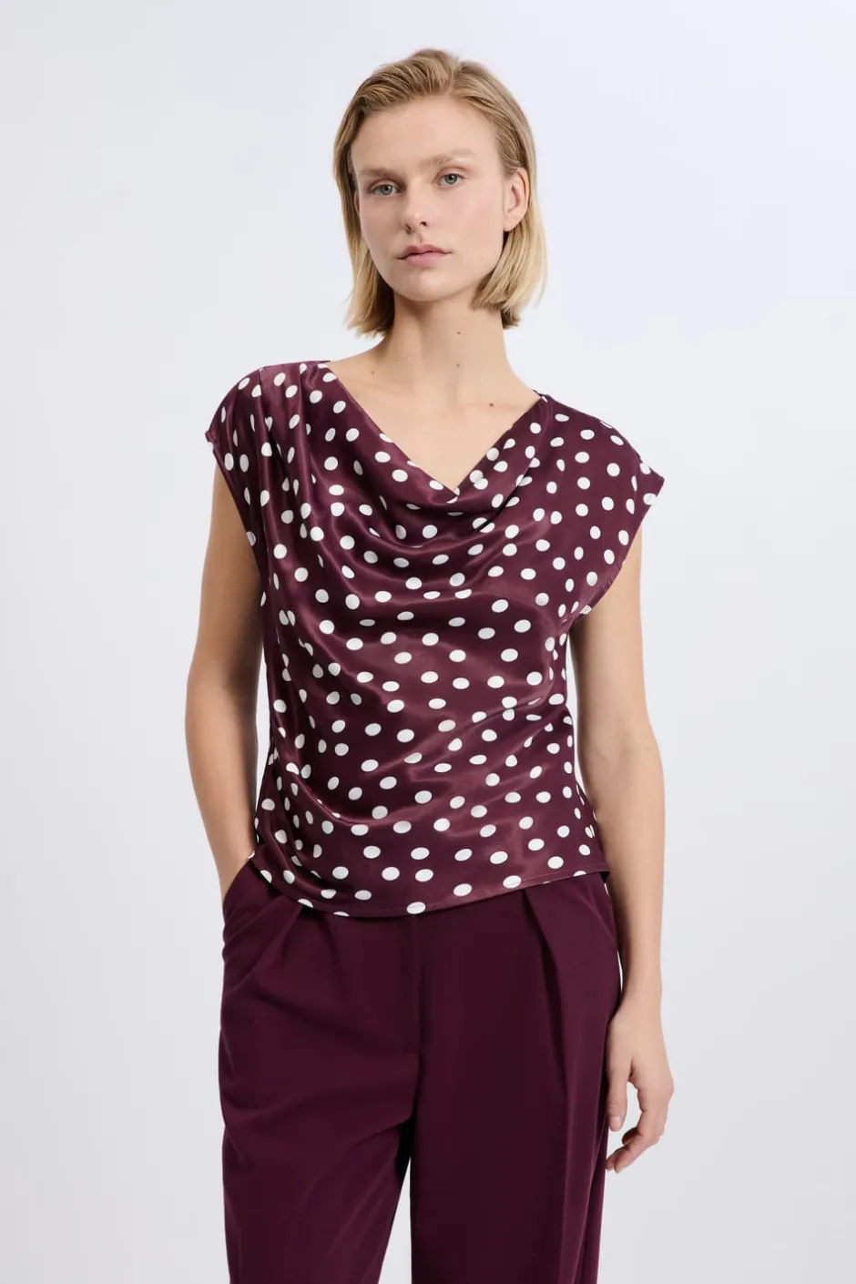 ETAM Manga Corta|Estampadas|Top bénitier à pois IMP FD VIOLET