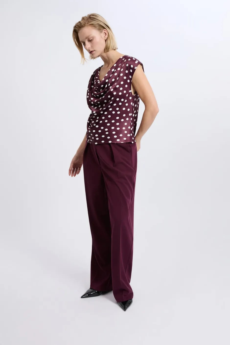ETAM Manga Corta|Estampadas|Top bénitier à pois IMP FD VIOLET