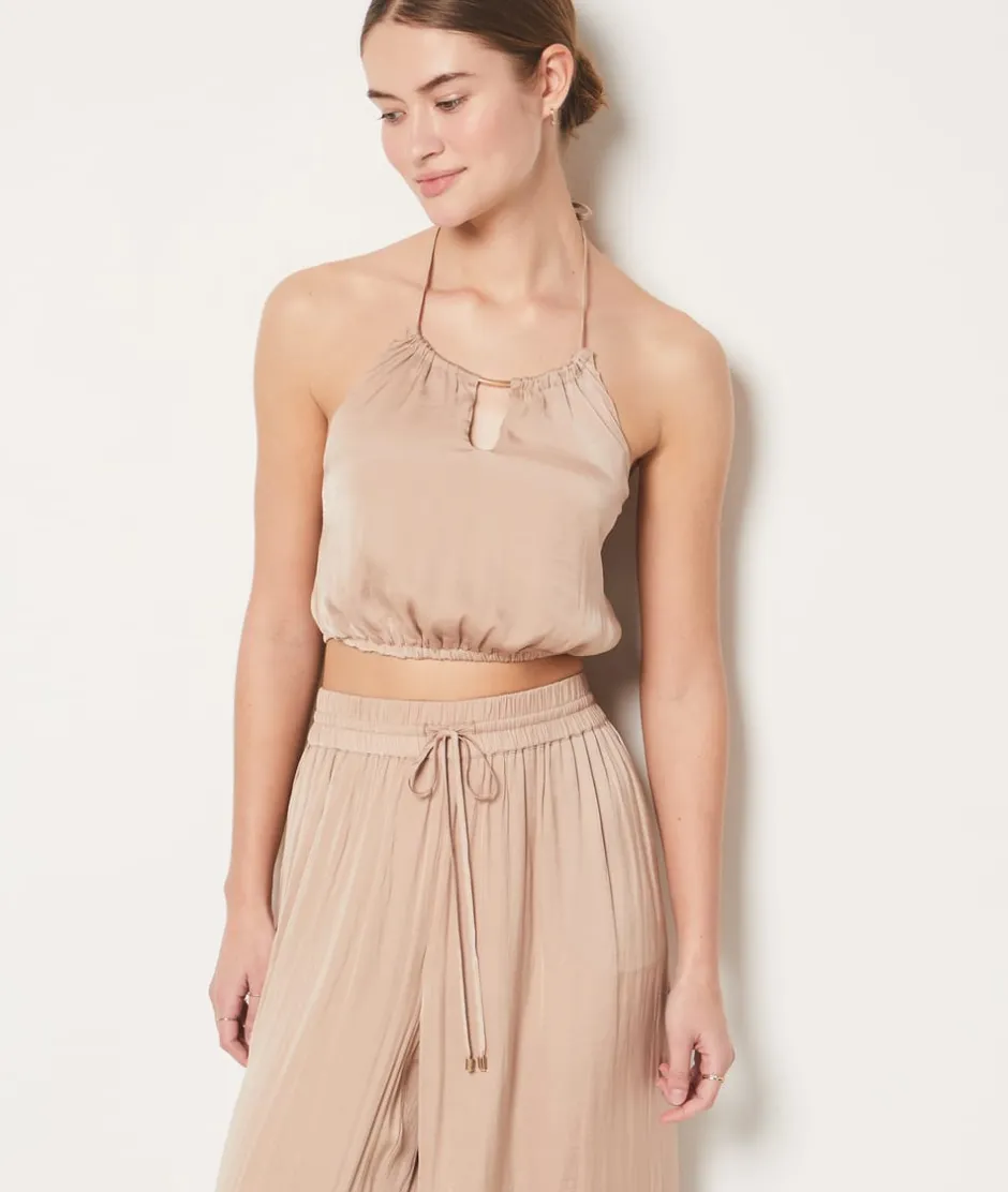 ETAM Partes De Arriba De Pijama|Top camisola satinado BEIGE