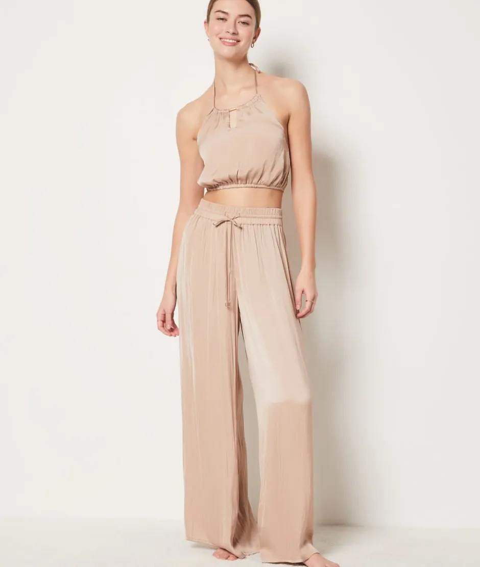 ETAM Partes De Arriba De Pijama|Top camisola satinado BEIGE