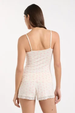 ETAM Los Pijamas Más Responsables|Pijamas Esenciales|Top con detalles de encaje ROSA
