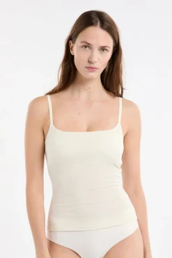 ETAM Cuello En V|Tops Sin Mangas|Top con sujetador integrado crudo
