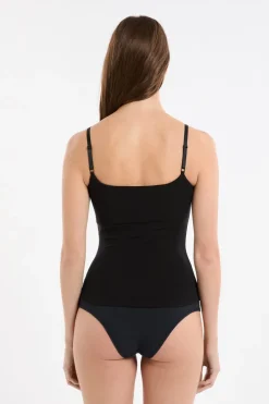 ETAM Cuello En V|Tops Sin Mangas|Top con sujetador integrado NEGRO