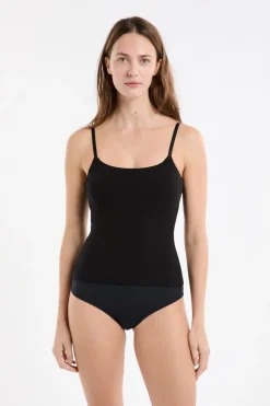 ETAM Cuello En V|Tops Sin Mangas|Top con sujetador integrado NEGRO