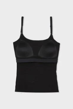 ETAM Cuello En V|Tops Sin Mangas|Top con sujetador integrado NEGRO