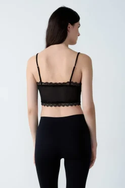ETAM Partes De Arriba De Pijama|Los Pijamas Más Responsables|Top corto transparente NEGRO