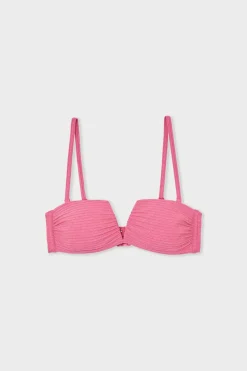 ETAM Bandeau|Top de bikini bandeau brillante ROSA