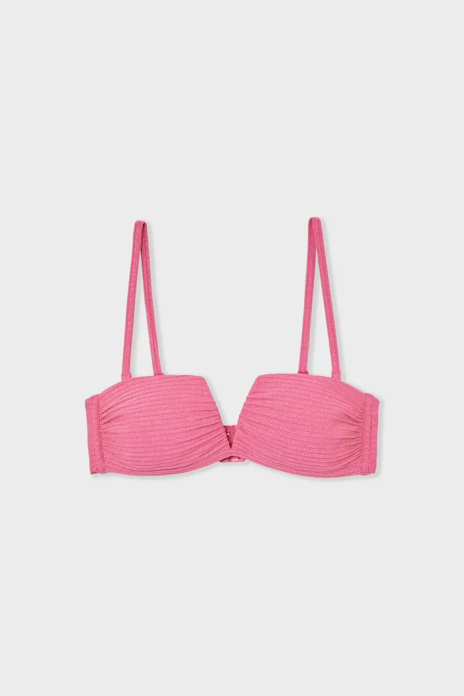 ETAM Bandeau|Top de bikini bandeau brillante ROSA