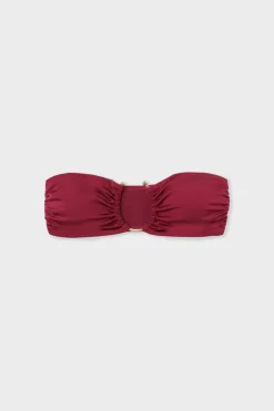 ETAM Bandeau|Top de bikini sujetador bandeau con detalle de anilla BURDEOS GRANATE