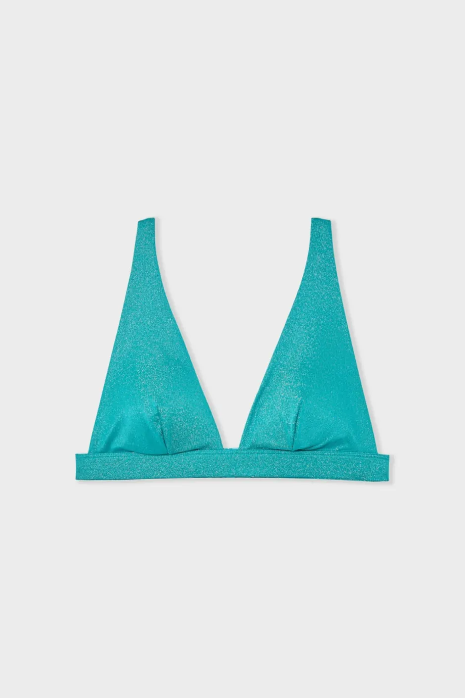 ETAM Triángulos|Top de bikini triangular AZUL VERDOSO