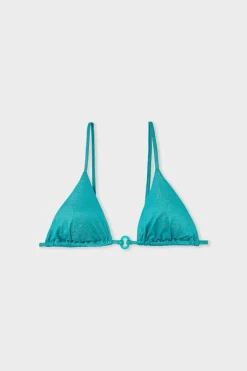 ETAM Triángulos|Top de bikini triangular AZUL VERDOSO