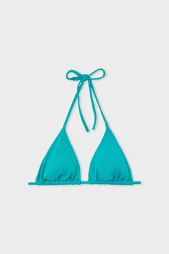 ETAM Triángulos|Top de bikini triangular AZUL VERDOSO