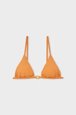 ETAM Triángulos|Top de bikini triangular de tejido brillante NARANJA