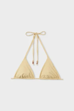 ETAM Triángulos|Top de bikini triangular sin aros brillante DORADO
