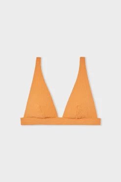 ETAM Triángulos|Top de bikini triangular de tejido brillante NARANJA