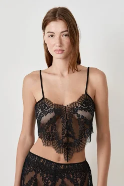 ETAM Pijamas Sexy|Partes De Arriba De Pijama|Top de encaje NEGRO