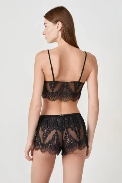 ETAM Pijamas Sexy|Partes De Arriba De Pijama|Top de encaje NEGRO