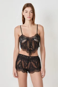 ETAM Pijamas Sexy|Partes De Arriba De Pijama|Top de encaje NEGRO