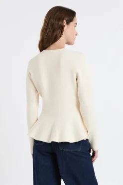 ETAM Chaquetas|Top de manga larga con botones dorados lino