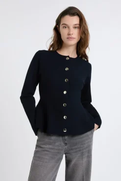 ETAM Chaquetas|Top de manga larga con botones dorados TINTA