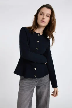 ETAM Chaquetas|Top de manga larga con botones dorados TINTA