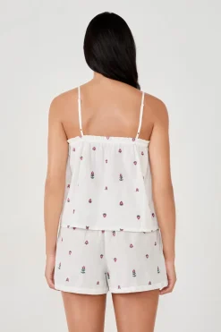 ETAM Partes De Arriba De Pijama|Los Pijamas Más Responsables|Top de pijama de algodón estampado BLANCO