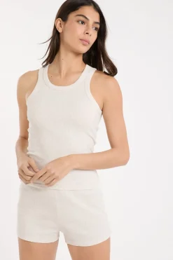 ETAM Los Pijamas Más Responsables|Pijamas Esenciales|Top de pijama de cuello redondo con algodón BEIGE