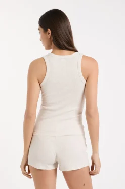 ETAM Los Pijamas Más Responsables|Pijamas Esenciales|Top de pijama de cuello redondo con algodón BEIGE