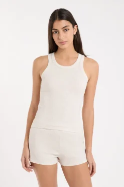 ETAM Los Pijamas Más Responsables|Pijamas Esenciales|Top de pijama de cuello redondo con algodón BEIGE