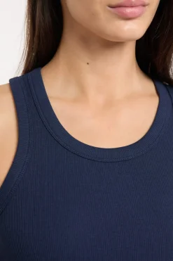 ETAM Los Pijamas Más Responsables|Pijamas Esenciales|Top de pijama de cuello redondo con algodón AZUL REAL