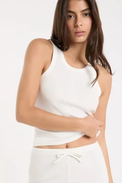 ETAM Los Pijamas Más Responsables|Pijamas Esenciales|Top de pijama de cuello redondo con algodón BLANCO