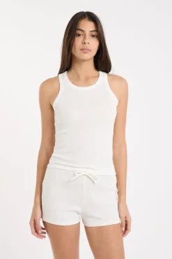 ETAM Los Pijamas Más Responsables|Pijamas Esenciales|Top de pijama de cuello redondo con algodón BLANCO