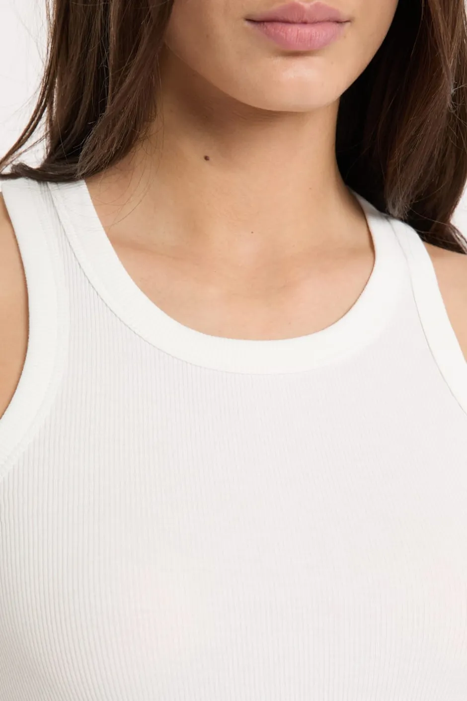 ETAM Los Pijamas Más Responsables|Pijamas Esenciales|Top de pijama de cuello redondo con algodón BLANCO