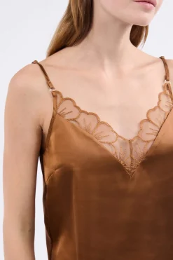 ETAM Partes De Arriba De Pijama|Top de satén BRONCE