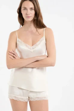 ETAM Pijamas De Seda|Partes De Arriba De Pijama|Top de seda PERLA