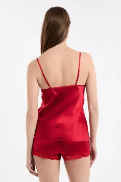 ETAM Pijamas De Seda|Partes De Arriba De Pijama|Top de seda CARDINAL