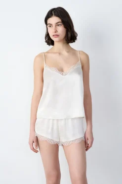 ETAM Pijamas De Seda|Top de seda con detalles de encaje CRUDO