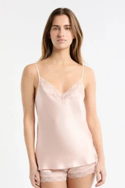 ETAM Pijamas Para Novias|Pijamas De Seda|Top de seda con detalles de encaje AVIANA
