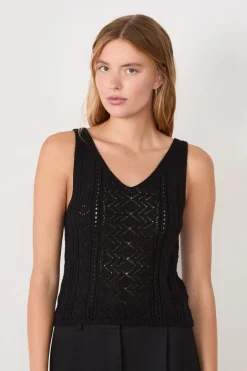 ETAM Sin Mangas|Cuello En V|Top de tirantes de punto NEGRO