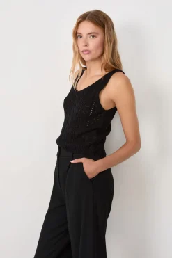 ETAM Sin Mangas|Cuello En V|Top de tirantes de punto NEGRO