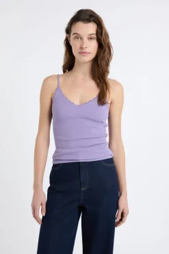 ETAM Cuello En V|Tops Sin Mangas|Top interior de algodón acanalado parma