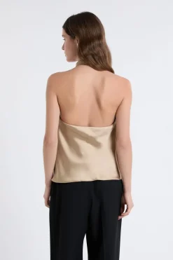 ETAM Cuello Redondo|Top sans manches satiné avec col bénitier OR