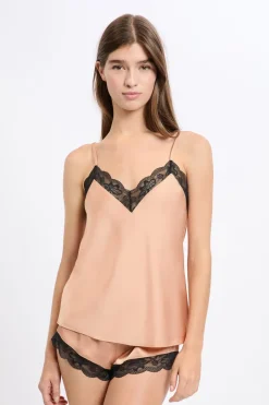 ETAM Partes De Arriba De Pijama|Top satinado con detalles de encaje ARENA