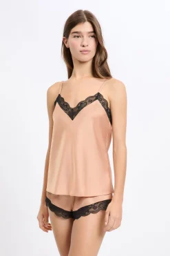 ETAM Partes De Arriba De Pijama|Top satinado con detalles de encaje ARENA