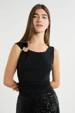 ETAM Camisetas|Top sin mangas con anilla NEGRO