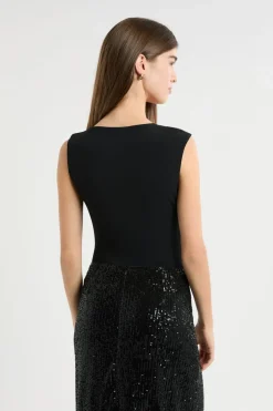 ETAM Camisetas|Top sin mangas con anilla NEGRO