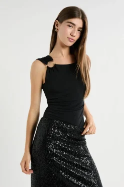 ETAM Camisetas|Top sin mangas con anilla NEGRO